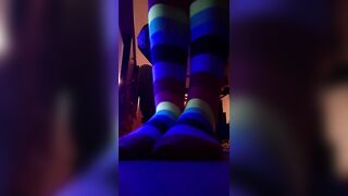 Giantess Rainbow Socks Relaxing