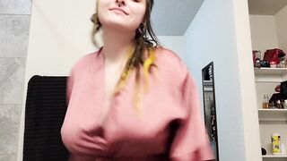 Goth Girl gives Playful Strip Tease Dance in Silk Robe