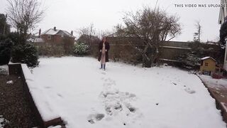 Pregnant wife Flashing Naked in the Snow