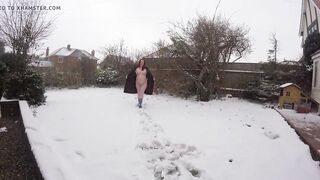 Pregnant wife Flashing Naked in the Snow