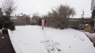 Pregnant wife Flashing Naked in the Snow