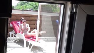 Spy my hot neighbor woman while she tan her beautiful body.