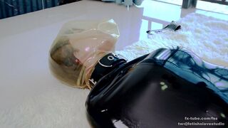 Latex lesbian breathplay with vacuum bag Part 2