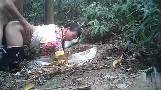 Mature asian street prostitute fuckt in the woods