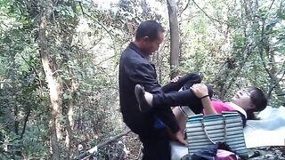 Asian street prostitute fuckt in the woods