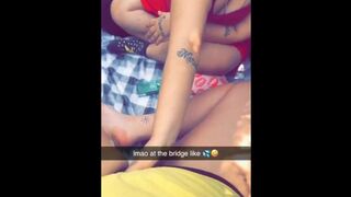 Playing with her Pussy at a Public Bridge