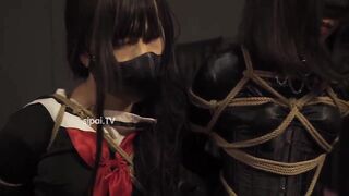 Tying up two Chinese girl cosplay bdsm