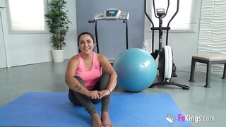 Chubby Latina teases and bangs her black personal trainer