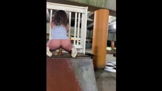 Fat Dildo Ride in Public Skate Park.