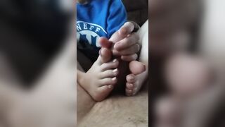 Feet blowjob from slut