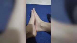 Soles Rubbed together with Lotion