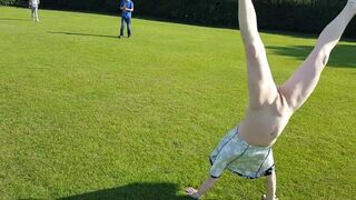 Flashing Pussy Doing Cartwheels In The Park