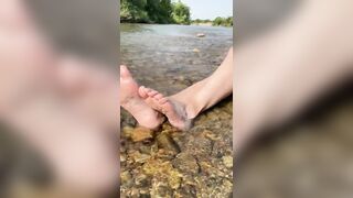 Perfect Sexy Legs and Feet for YOU in a Mountain River - FOOT FETISH - Amateur