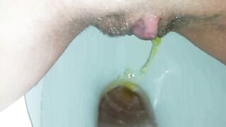 Menstrual Cup Removal and Peeing. Girl's Period Porn