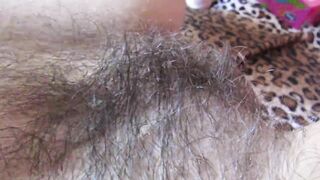 milf’s hairy pussy with big clit – teasing closeup