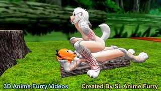 White Anime Dog Girl Riding Outdoors Sex in the Forest