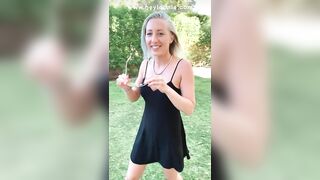 Secret outdoor blowjob during family celebration ends with cum in her mouth