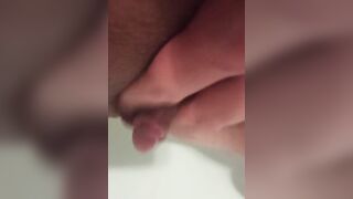 I love to masturbate a big erect clit in the shower early in the morning