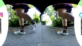 [VR180 3D] Superstars adidas shows you her sweaty insoles and stinky feet and lick her shoes