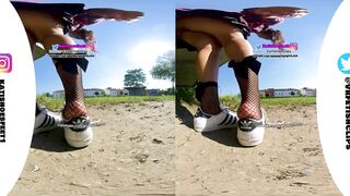 [VR180 3D] Superstars adidas shows you her sweaty insoles and stinky feet and lick her shoes