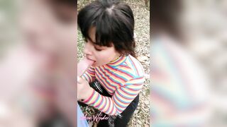 POV GF Gagging Sloppy Deepthroat Training Facefuck in Middle of the Forrest Ends w Mouth FULL of CUM