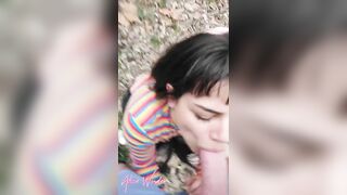 POV GF Gagging Sloppy Deepthroat Training Facefuck in Middle of the Forrest Ends w Mouth FULL of CUM