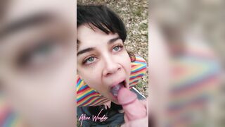 POV GF Gagging Sloppy Deepthroat Training Facefuck in Middle of the Forrest Ends w Mouth FULL of CUM