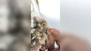 Could you get me wetter than this shower bitch? Thick hairy cock dripping Mount Men Rock Mercury