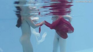 Anastasia Ocean and Marfa are naked underwater