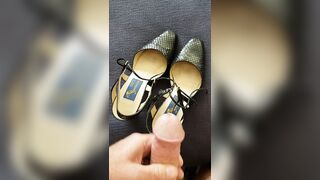 Husband cums in wife's High Heel Shoes