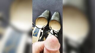 Husband cums in wife's High Heel Shoes