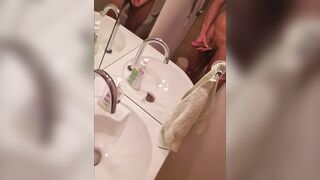 Silent masturbation in bathroom of girlfriend's parents