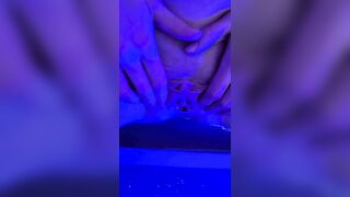 Close up pussy pissing, pee hole seduction in the blue light