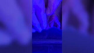 Close up pussy pissing, pee hole seduction in the blue light