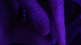 Pre cum play while masturbating in purple light - Purple Dick part 2