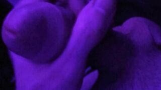 Stroking my cock in Purple light - Purple Dick video Part 1