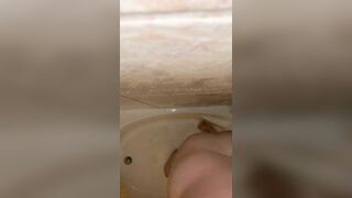 Chub riding big dildo in the shower