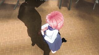 3D HENTAI Schoolgirl jerk off cock to her teacher