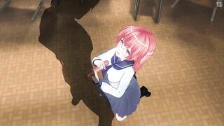 3D HENTAI Schoolgirl jerk off cock to her teacher