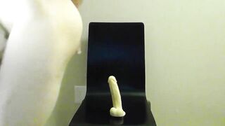 Naked Nerd Riding a Dildo