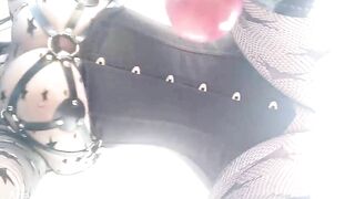 Black Corset Pantyhose and Pierced Pussy Arya Grander