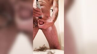 Shaving my hairy cock