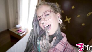 Hot Nerdy Tattoo Teen In Glasses Anal Fuck POV - Gape, Deepthroat, Cumshot