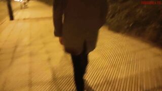 OUT ON THE STREET take my cuckold dressed as a whore in heels