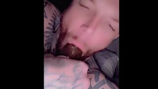 Tatted twink sucks bbc