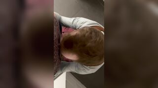 Public blowjob in a local cruising toilet. Risky!