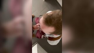 Public blowjob in a local cruising toilet. Risky!