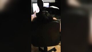 Easter bunny receives a surprise cum from step brother !