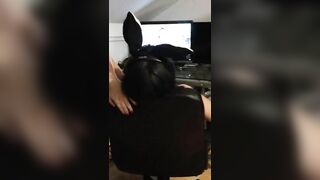 Easter bunny receives a surprise cum from step brother !