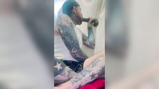 Tatted twink slurps bbc